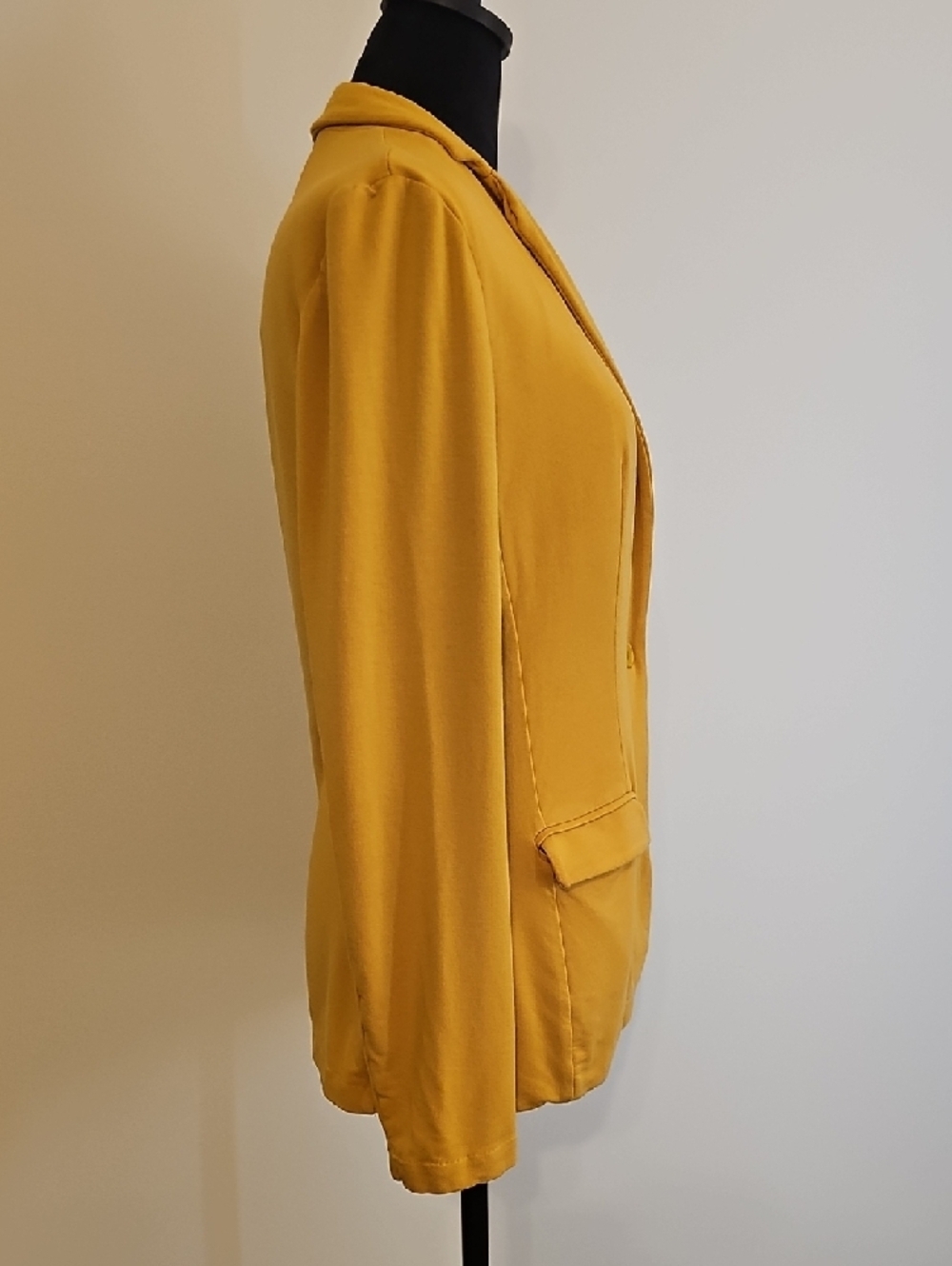 Magaschoni Mustard Yellow Single-Button Women's Jersey Blazer Size Small - Picture 2 of 11